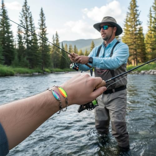 Eagyrosi Handmade Fishing Lure Bracelet with Metal Swivels and Spoon Lures - Excellent Gift for Men, Women, Anglers, and O...