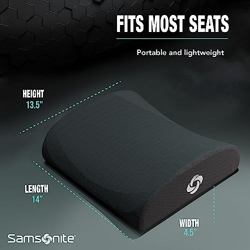 Samsonite Ergonomic Lumbar Support Pillow for Office Chair, Gaming Chair, or Car, Memory Foam Cushion with Breathable Vent...