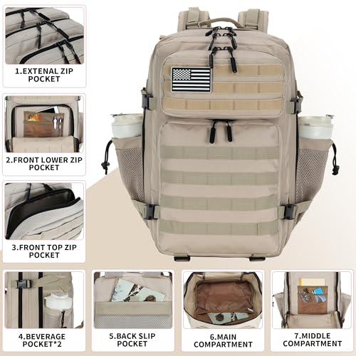 Lovelinks21 45L Tactical Assault Backpack 3 day assault pack with Molle Waterproof backpack Rucksack for Tactical Backpack...