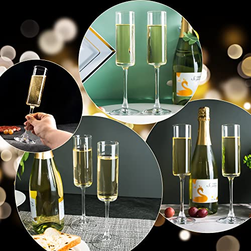 CZUMJJ Elegant Champagne Glasses Set of 12, Glass Champagne Flutes for Birthday, Wedding, Party - 6 oz, Clear