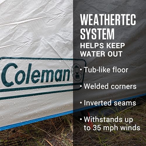 Coleman Weatherproof 4-Person Cabin Tent with Screened Porch, Screen Room Adds 35% More Space, Rainfly Included, 10-Minute...