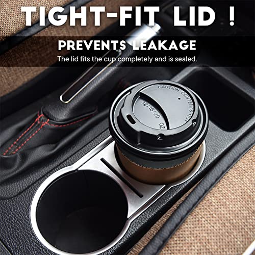 100 Pack - 12 oz Disposable Coffee Cups To Go with Lids Sleeves and Straws 100% Biodegradable & Compostable Pla Eco Friend...