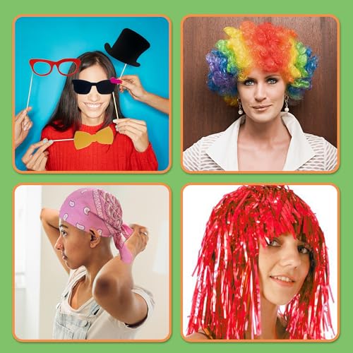 69PCS Colorful Photo Booth Props Set Novelty Funny Hats Wigs Glasses Props Sign Perfect for Graduation Birthday Bacheloret...