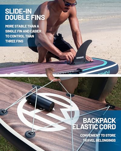 Hiwave Inflatable Paddle Board 11 '* 34 "* 6" Extra Wide Sup Board, 420lb Capacity Paddle Board for Adults, Suitable for S...