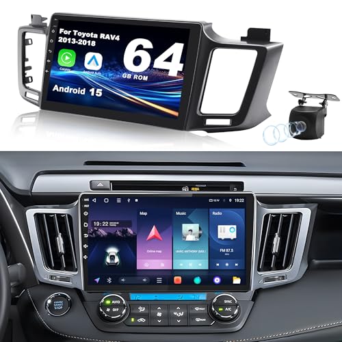 Android 15 Car Radio for Toyota RAV4 2013-2018: 10.1'' 4GB+64GB Car Stereo Upgrade Wireless CarPlay & Android Auto with Wi...