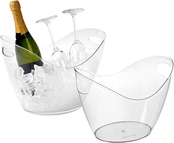 2 Pcs Ice Bucket 4 Liter Champagne Wine Bucket Clear Acrylic Beverage Tub Party Drinks Ice Tub for Wine, Champagne or Beer...