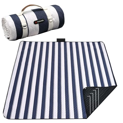 HX&OD Outdoor Picnic Blanket Extra Large, 80''*80'' Waterproof Picnic Mat with Stakes Foldable Camping Blanket Portable wi...