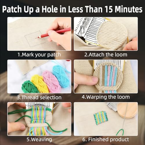 Mini Portable Patch Darning Kit, Knitting Kit for Beginners, Patchwork Weaving Tool Set for Quickly Sewing Repair, Sewing ...