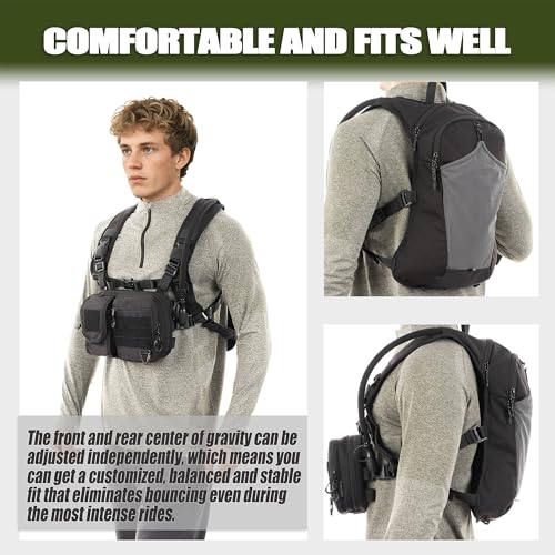 CLTAC 2-in-1 Convertible Chest Pack and Hydration Backpack with 2.5L Water Bladder, Adjustable Molle Hydration Vest for Wo...