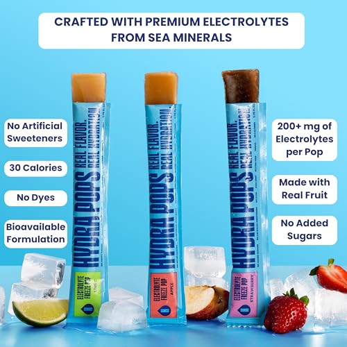 Hydra Pops Electrolyte Freeze Pops Hydration Drinks with Electrolytes, Vegan, Gluten Free, No Added Sugars, 200mg+ Electro...