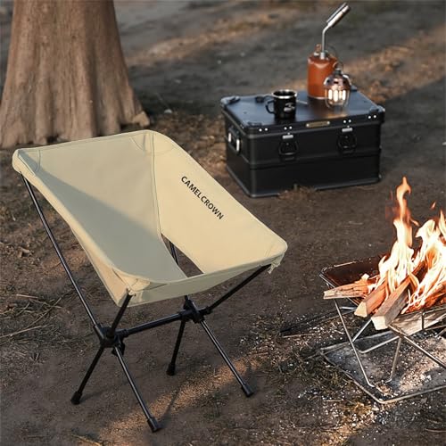 CAMEL CROWN Portable Camping Chair Folding Compact Lawn Lightweight Backpacking Chair with Carry Bag for Outdoor Hiking Be...