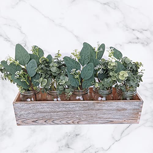 Winlyn 20 Pcs Mixed Artificial Oval Eucalyptus Leaves Bulk with White Seeds Stems and Spray for Vase Floral Wreath Bouquet...