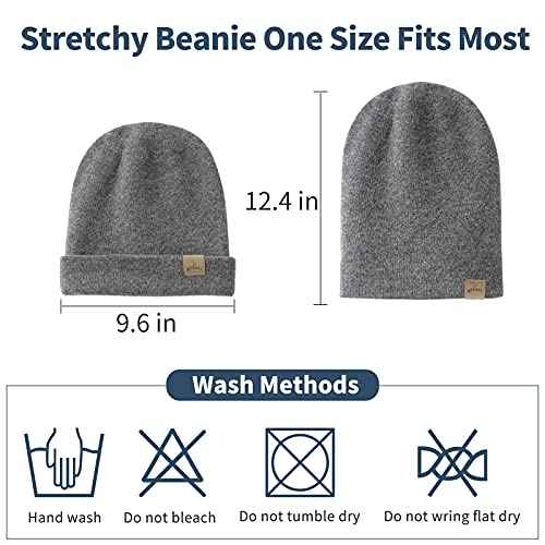 Mens Beanie Merino Wool Warm Hats for Women Men Knit Slouchy Double Layer Warm Cuffed Skull Beanie Skiing Skating