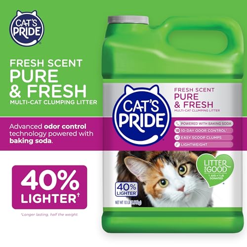Cat's Pride Premium Lightweight Clumping Litter: Pure & Fresh - Up to 10 Days of Powerful Odor Control - Multi-Cat, Scente...