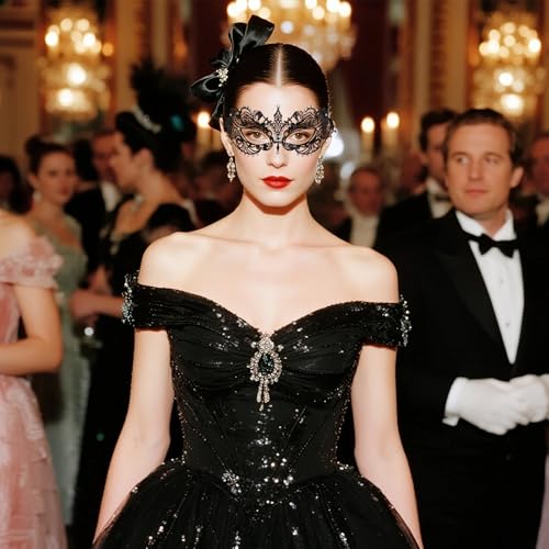 GYGYL Masquerade Mask for Women, Elegant Metal Mask for Costume Parties, Halloween, Mardi Gras, Venetian Balls