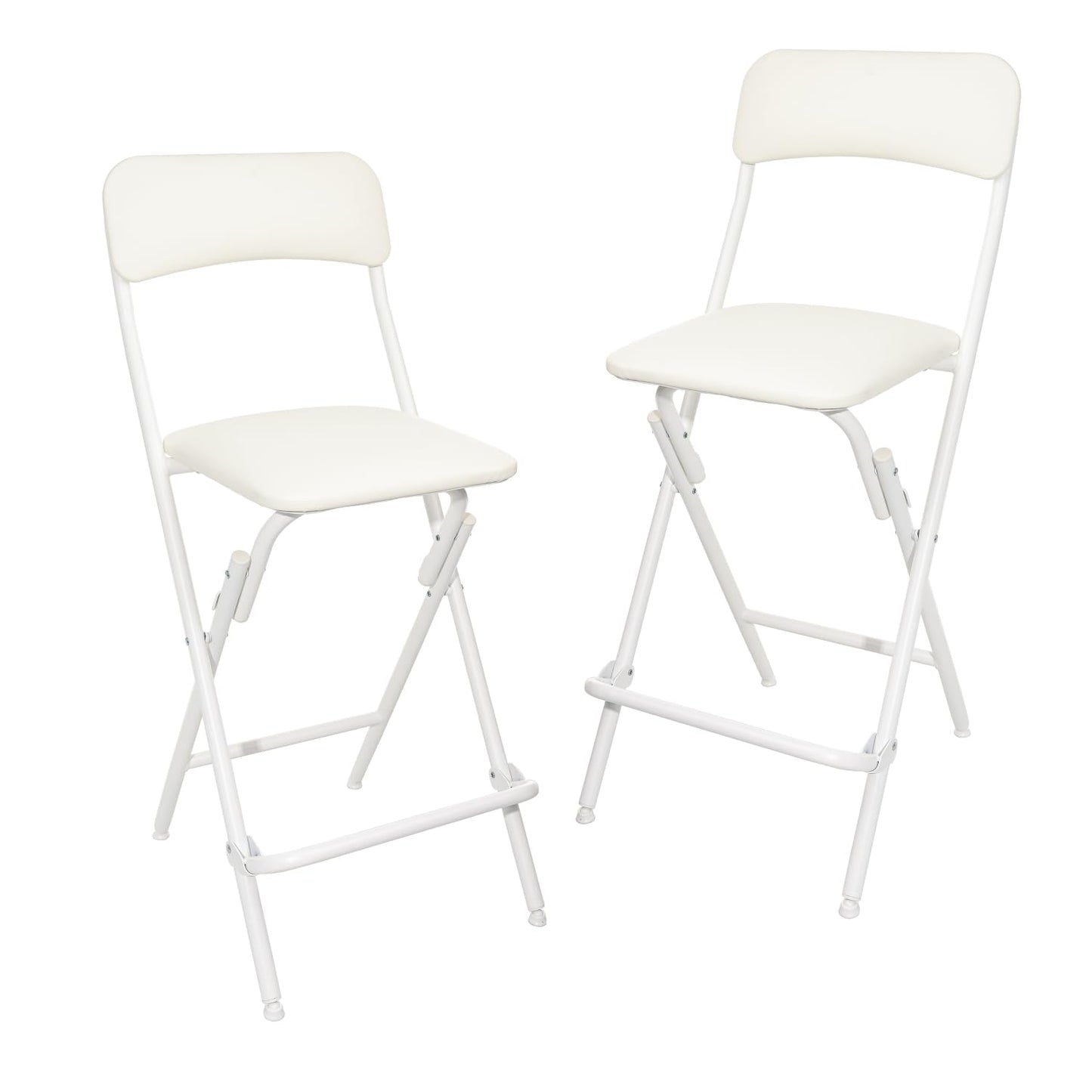 Amazon Basics Folding Stool with footrest, 300lb Capacity, 24" Height, White, Set of 2