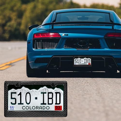 DCRCFIBER Real Carbon Fiber License Plate Frame, 100% Pure Carbon Fiber Frame, Black License Plate Holder Cover with Screw...