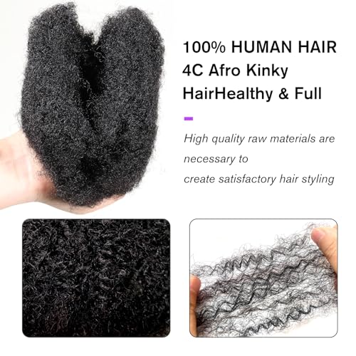 Tight Afro Kinky Bulk Human Hair for Dreadlock Extensions 100% Human Hair,150g 5 Packs 12 Inches Long,Natural Black #1B,Repair Extensions,Making Locs or Braids, with Needles and Hairpin