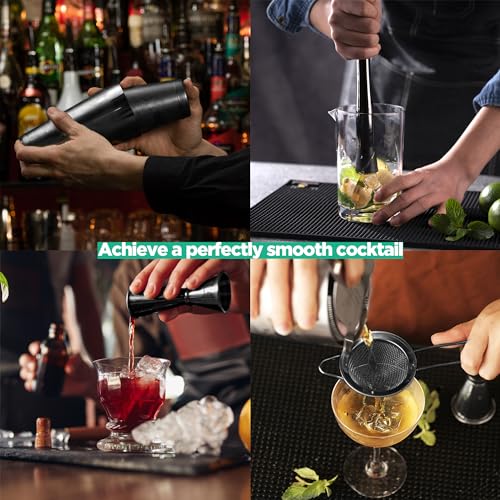 Homestia Cocktail Shaker Set Bartender Kit : 18-Piece Bar Tool Set with Wooden Stand | Bars Set with All Practical Bar Acc...