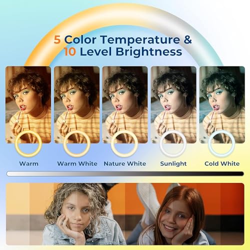 Aureday 14'' Selfie Ring Light with 62'' Tripod Stand and Phone Holder, Dimmable LED Phone Ringlight for Makeup/Video Reco...