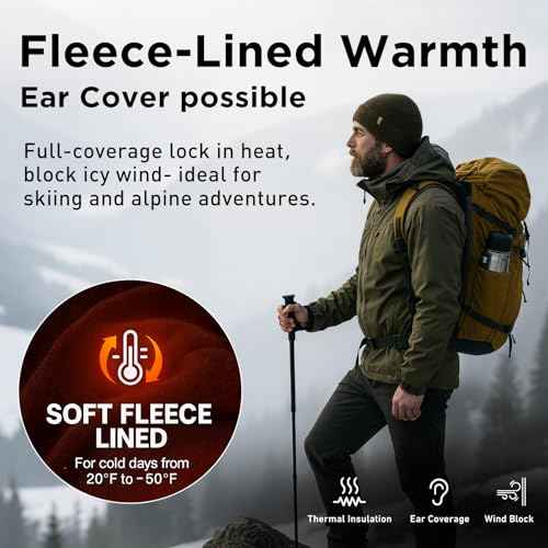 TOP-EX PolarWool¢â Oversized L/XL/XXL 100% Merino Wool Beanie Fleece Lined Cuffed Watch Fisherman Cap