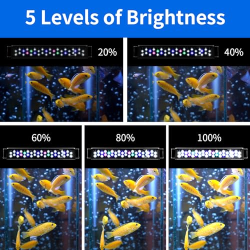 AQUANEAT LED Aquarium Light for 18 to 24 Inch Fish Tank, Auto On Off with Timer, Full Spectrum, Adjustable Brightness, Day...