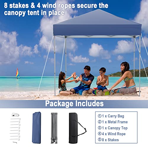 Tangkula 6.6x6.6 Ft Pop Up Canopy, 1 Person Instant Setup Canopy Tent with Center Lock, UPF 50+ Sun Protection, 8 Stakes, ...