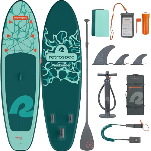 Retrospec Weekender Inflatable Stand Up Paddle Board Includes Paddle, Pump, Travel Bag and Accessories 10’6” Lightweight I...