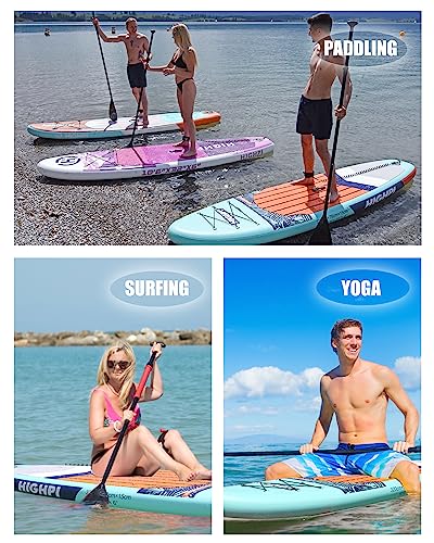 Highpi Inflatable Stand Up Paddle Board for Youth and Adults – Wide Sup with Premium Accessories, Blow Up Paddleboard for ...