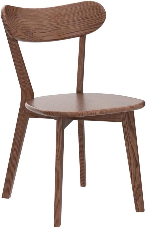 Bamskov Walnut Oak Wood Dining Chair - Set of 2, Mid-Century Modern, Ergonomic, Easy Assembly