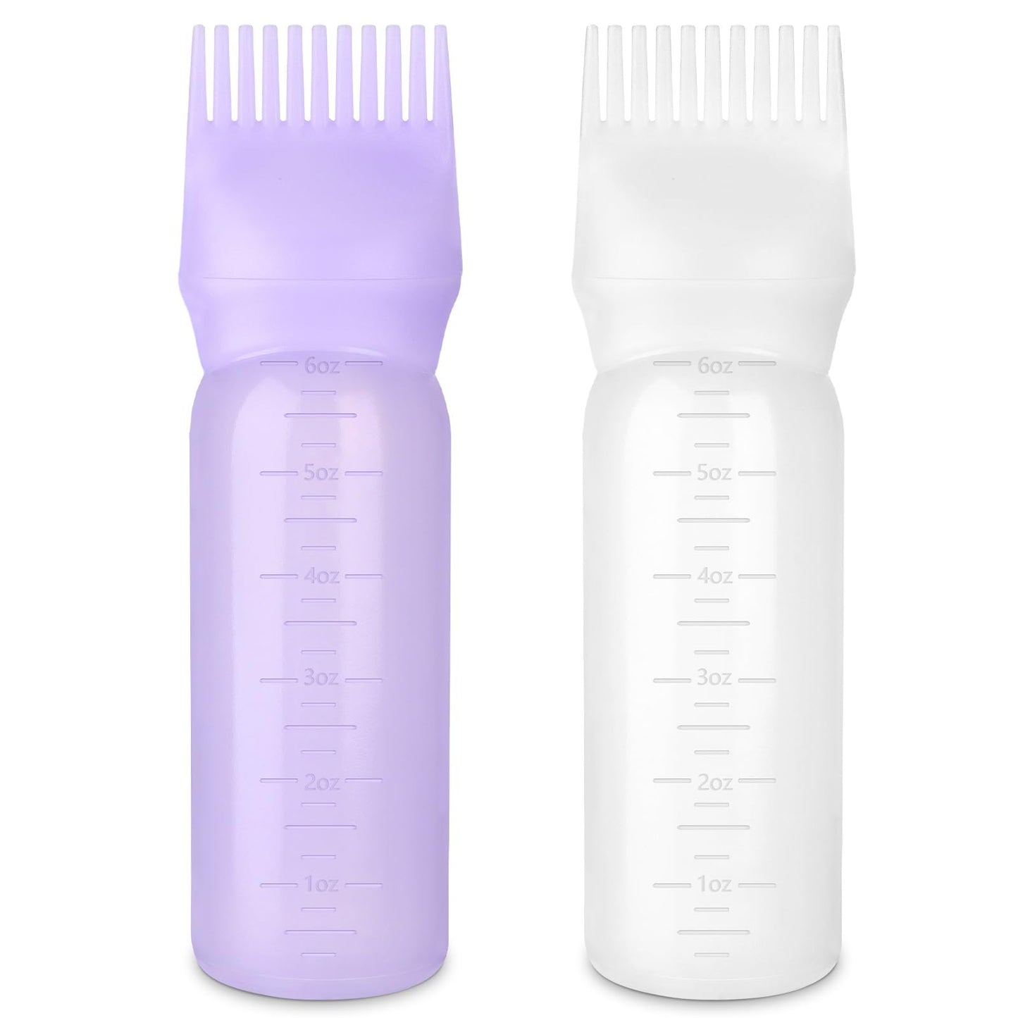 FXSPLCZ 2 Pack Root Comb Applicator Bottle Oil Applicator for Hair Dye Hair Oiling Bottle with Graduated Scale, 6 Ounce (Purple