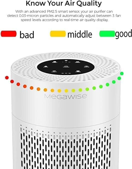 Megawise 2025 Updated Version Smart Air Purifier For Home Large Room Up To 1076Ft, H13 True Hepa Filter With Smart Air Quality S