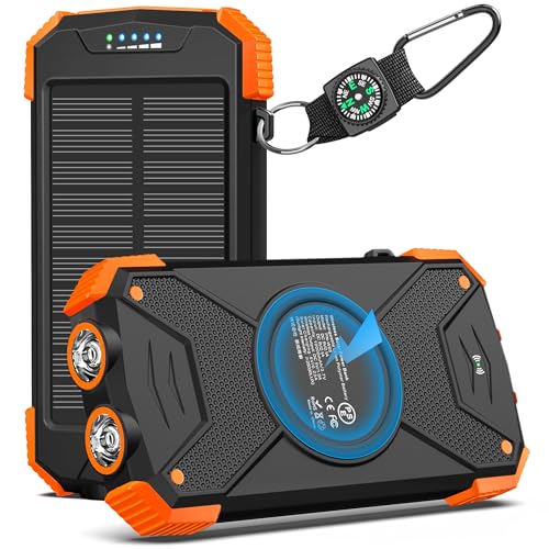 BLAVOR Solar Power Bank 10,000mAh, Portable Wireless Charger, 20W Fast Charging External Battery Pack with USB C for Cell ...