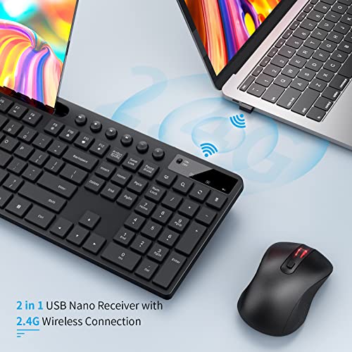 Wireless Keyboard and Mouse Combo, MARVO 2.4G Ergonomic Wireless Computer Keyboard with Phone Tablet Holder, Silent Mouse ...