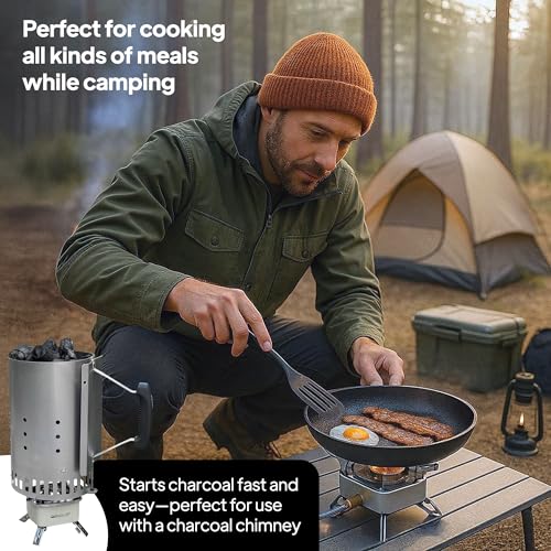 The Bincho Grill Charcoal Starter Gas Burner – 12,800W High Heat Mini Stove with 4 Heads – For Chimneys to Light Binchotan...