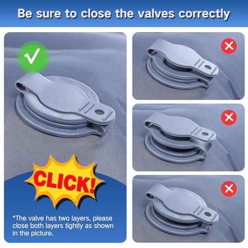 FNARMW Double Sleeping Pad Camping, Self Inflating 6'' Extra-Thick 2 Person Pillow Built-in Foot Pump Waterproof Inflatabl...