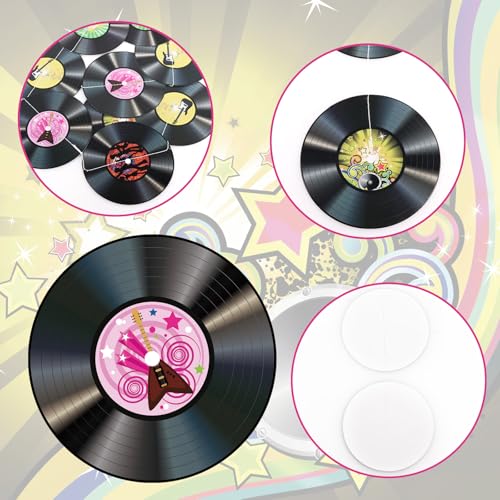Adecortalk Rock and Roll Party Decorations Vinyl Record Banners 1950's Party Garland Streamer Hanging Decorations for 50s ...