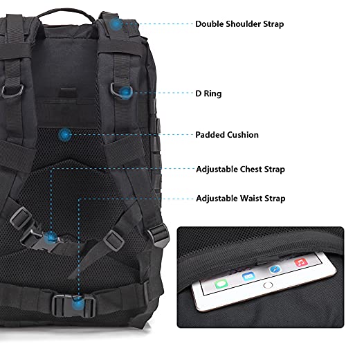 KOOYU 40L Molle Tactical Military Backpack Army Bag Assault Pack Rucksack