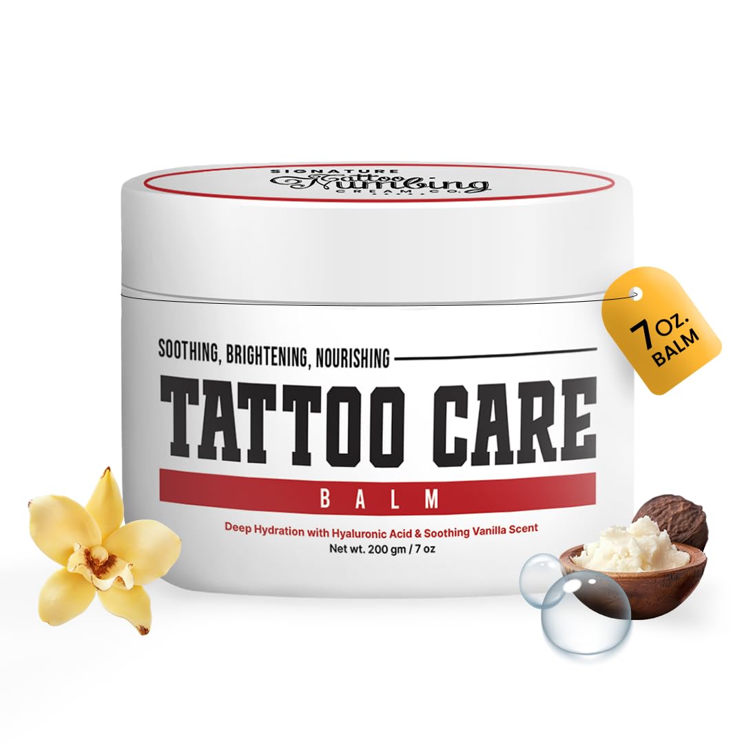 Tattoo Care Balm by Signature with Hyaluronic Acid- Deeply Soothing and Hydrating Tattoo Balm for lasting moisture Before & Afte