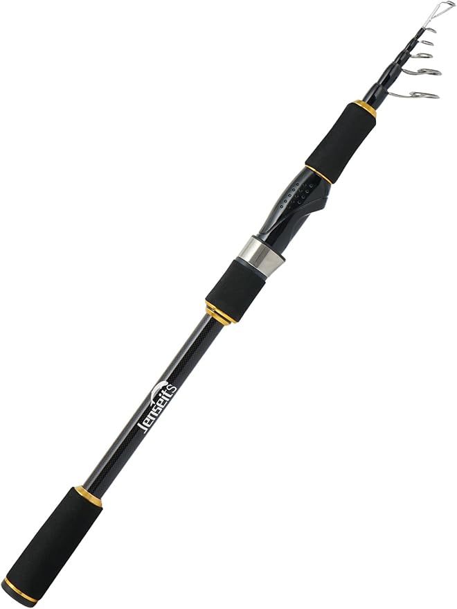Jenseits Telescopic Fishing Rod with Extended 10-Inch Long Handle Grip - 7ft 24T Carbon Fiber Portable Travel Pole, Medium...