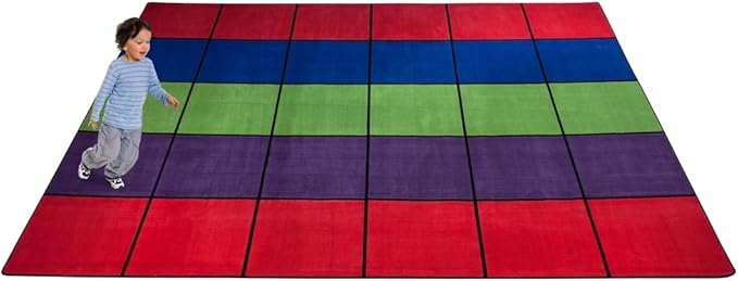 KIDCARPET.COM Blocks Seating 30 Multi Nylon Area Rug, 10' x 12', Multicolored, Educational Classroom Rug, Kids Learning Play Mat | Area Rug for Bedroom or Playroom
