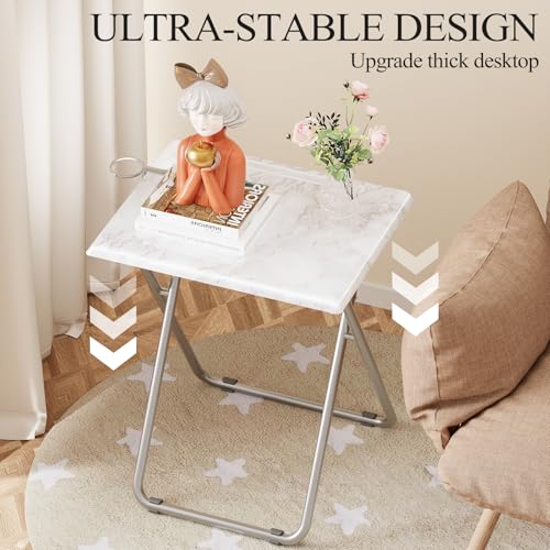 Folding TV Tray Tables, TV Dinner Trays for Eating, Portable Tv Trays with Cup Holder, Folding Tray Side Table, Foldable S...