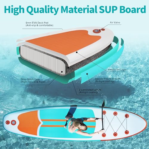 XHYCPY Inflatable Paddle Boards Stand Up Paddleboard Wide Stable with Premium SUP Paddle Board Accessories for All Skill L...