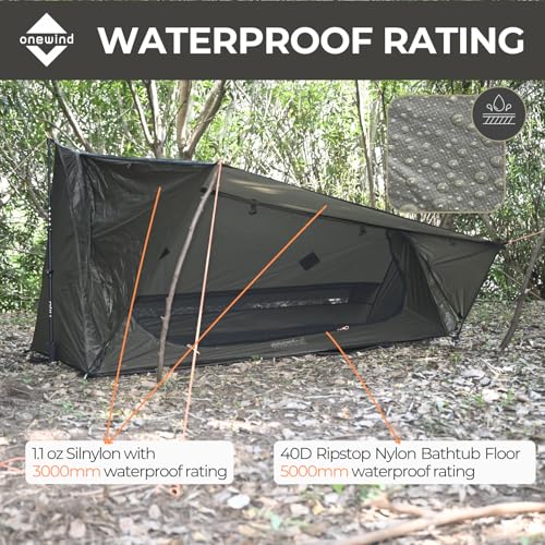 onewind Ultralight One Person Bivy Tent, Backpacking Tent for Single Person Waterproof Silnylon Lightweight for Camping Ba...