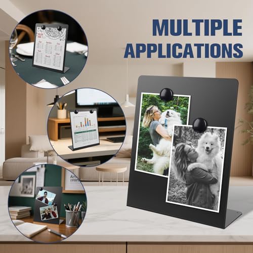 2 Pcs Large Magnetic Bulletin Board with Stand, 12x10inch Metal Magnet Display Board, Tabletop Memo Board, Memo Display Ea...