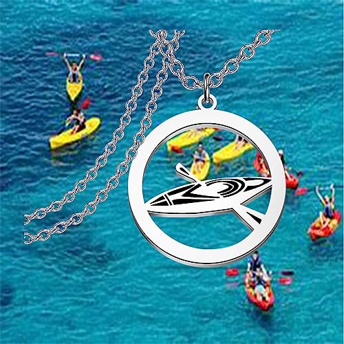 LQRI Kayak Necklace River Kayak Pendant Necklace Camping Canoe Gift Kayaking Boater Kayak Gift