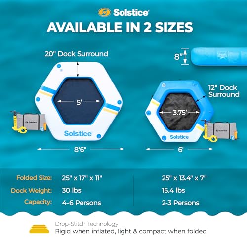 SOLSTICE Circular Mesh Hangout Ring Inflatable Dock, Floating Water Raft Platform