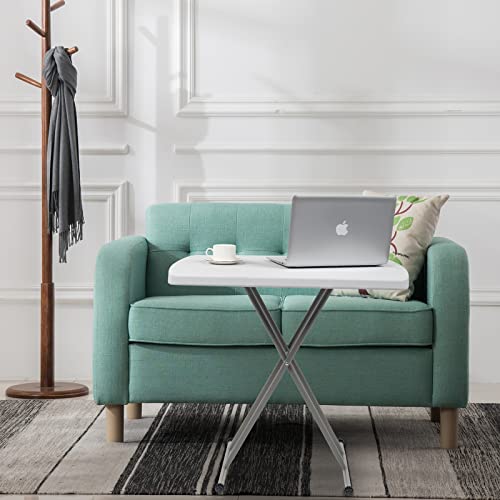 VINGLI Small Adjustable Folding Table, 13.8 in-28 in Height Personal Laptop TV Tray, HDPE Plastic Top with Steel Frame, 30...