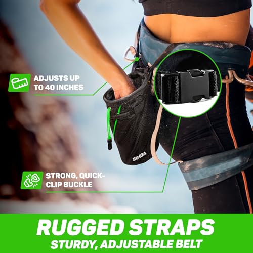 Chalk Bag for Rock Climbing - Rock Climbing Gifts Gear Accessories - Quick-Clip Belt, Large Zippered Pockets & Brush Holde...