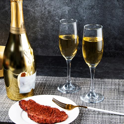 SHYRC Glass Champagne Flutes Set of 16, 6oz Classic Champagne Glasses, Sparkling Wine Glass, Champagne Flutes with Long St...